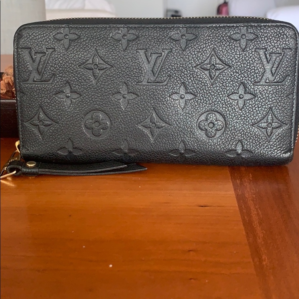 Louis Vuitton Black Embossed Monogram Zip Wallet